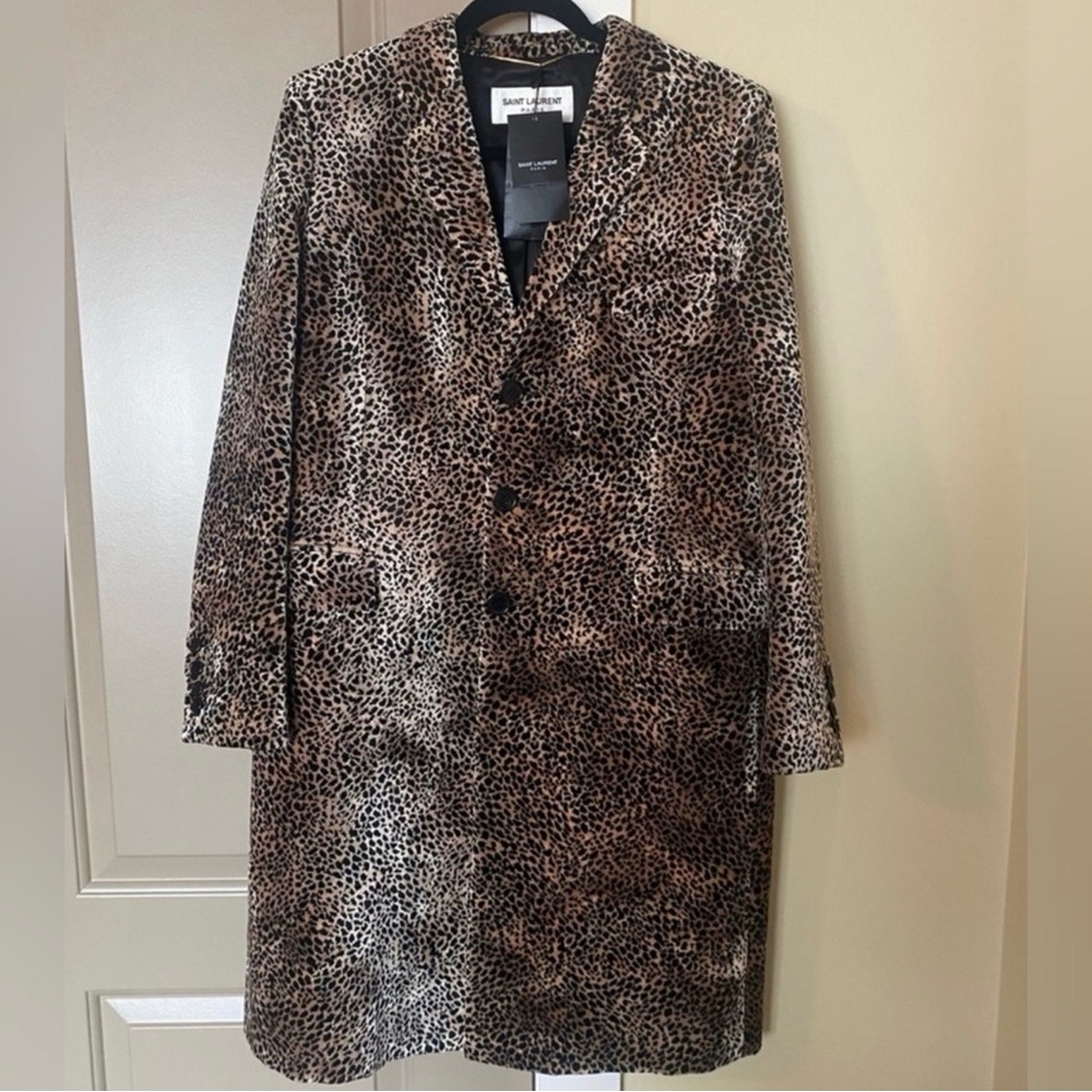Saint Laurent Leopard Print Coat FR 38